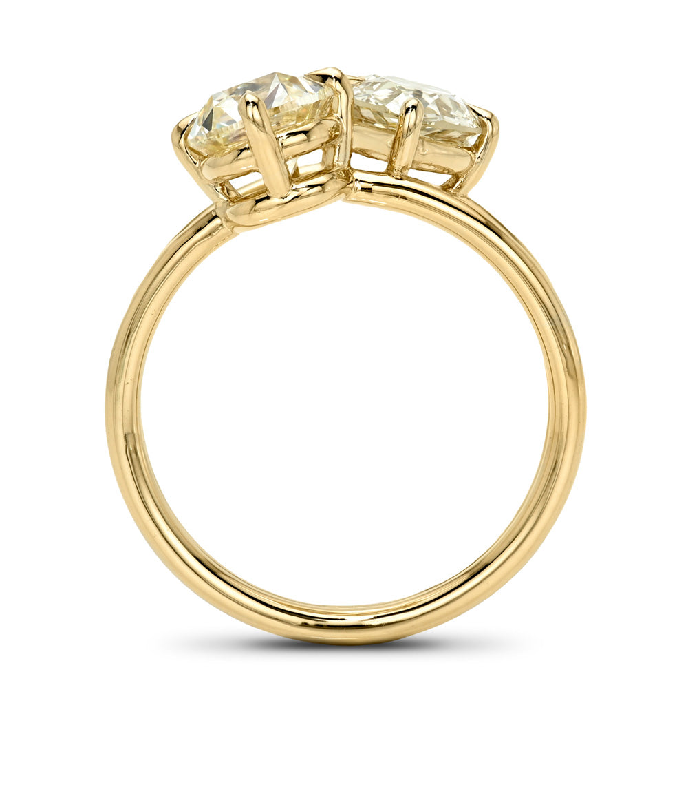 Annika Split Toi et Moi by Sofia Kaman 2 stone engagement ring in yellow gold with split setting