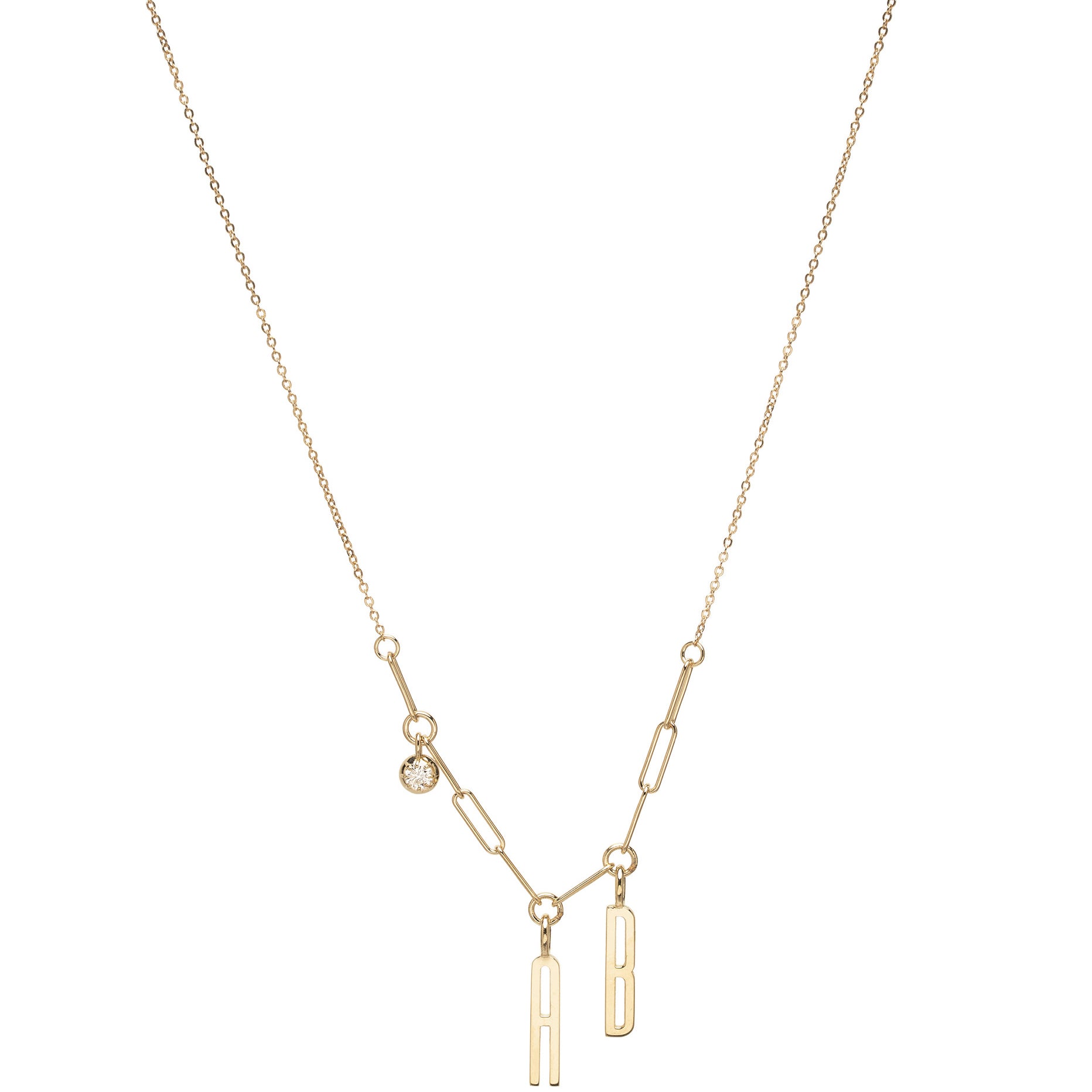 ID NECKLACE NO.7 by ID-N7 gold necklace with chain links and small round charm with stud detail