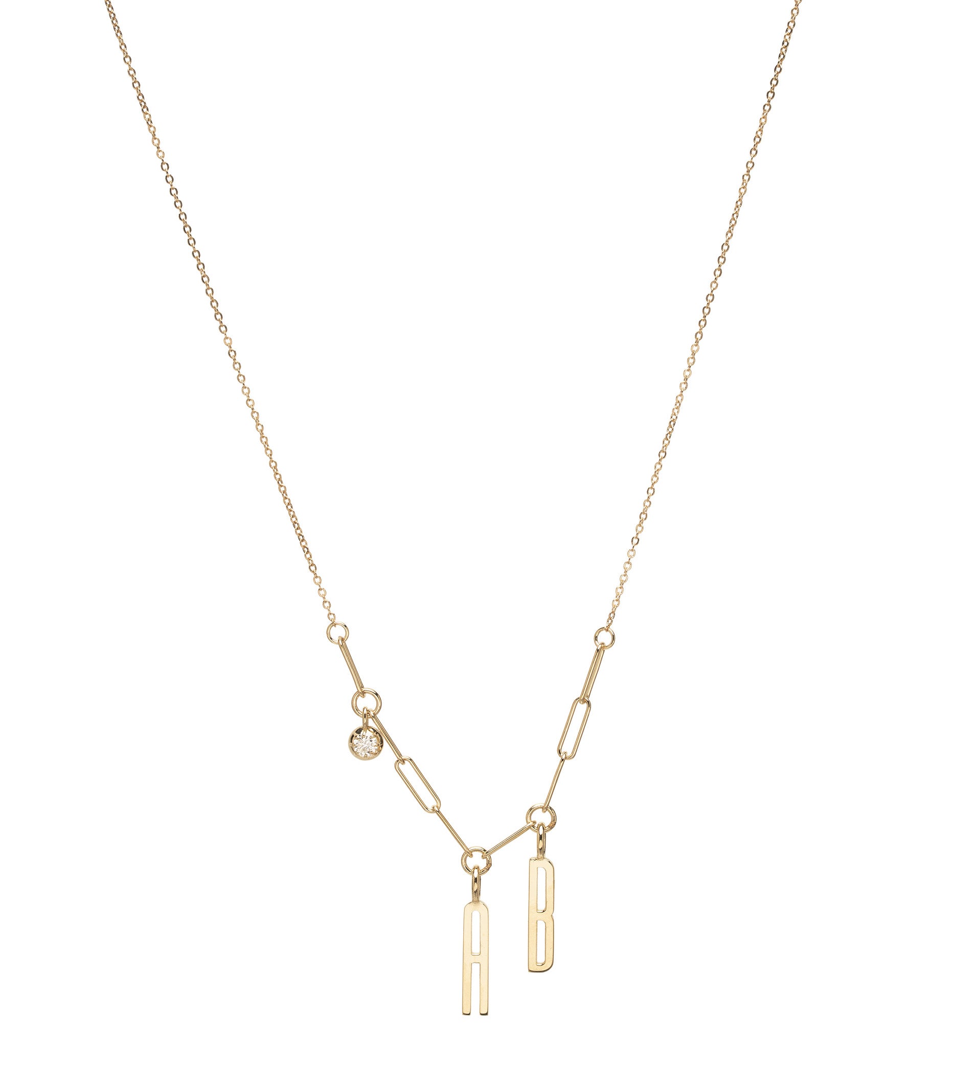 ID NECKLACE NO.7 by ID-N7 gold necklace with chain links and small round charm with stud detail