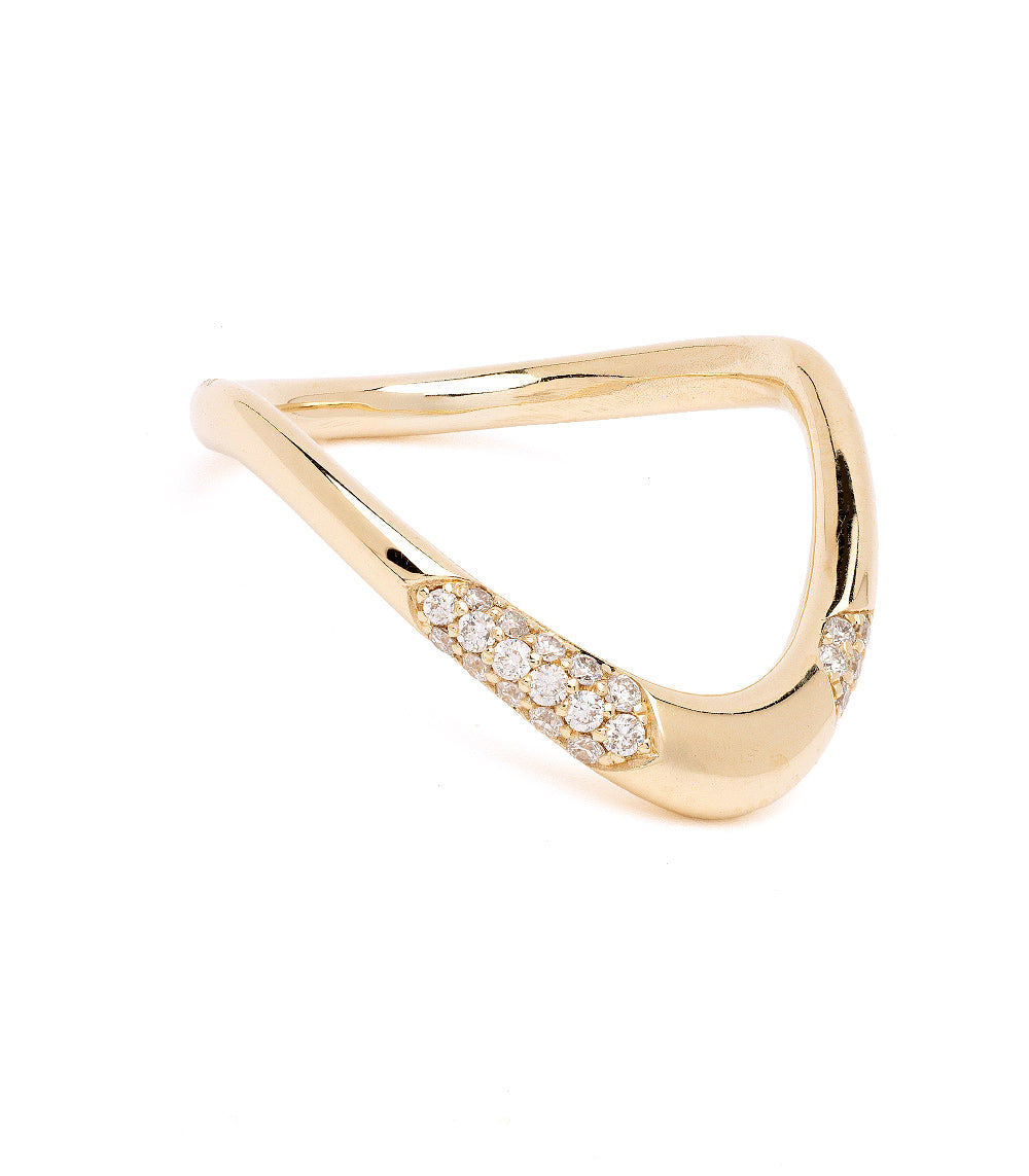 Large Melt Band EGB-R2-P 14K yellow gold band with channel-set diamond accents, shiny finish