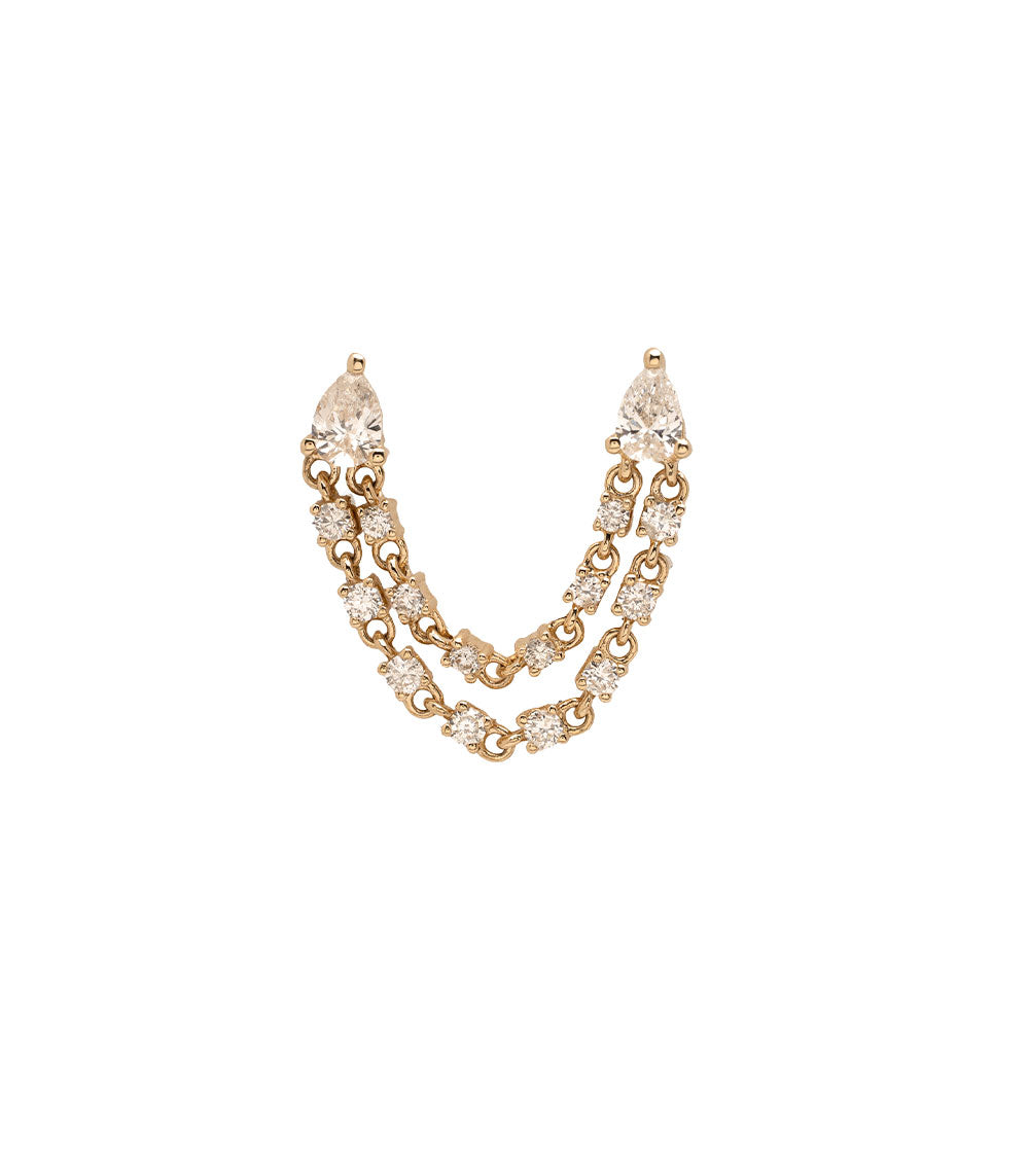 Draping Diamond Earring Sofia Kaman gold diamond earrings with cascading chain and teardrop stones