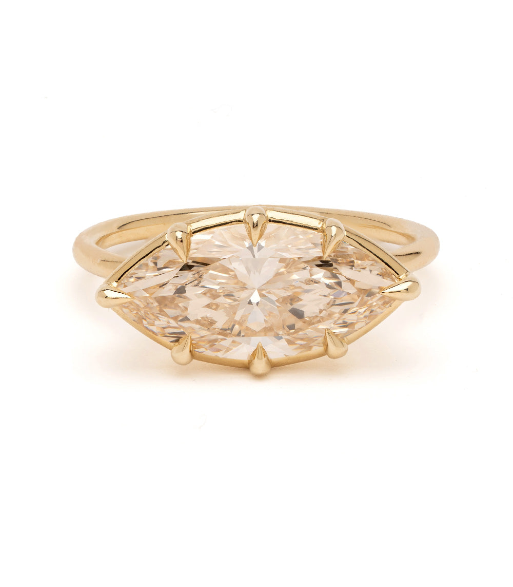 Gigi by Sofia Kaman engagement ring in yellow gold with a large marquise-cut diamond centerpiece