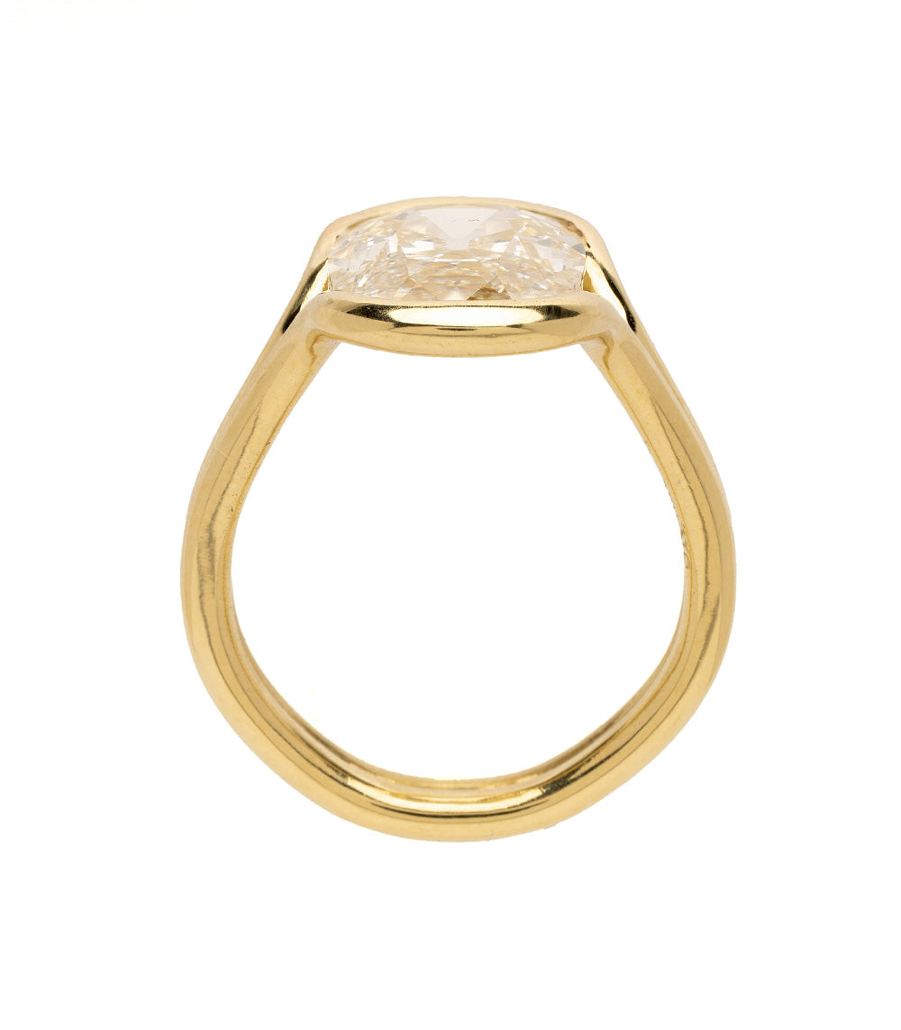 Onda by SK-R114-LGD-FC-WD-4.03 engagement ring in yellow gold with clear raised diamond facet top
