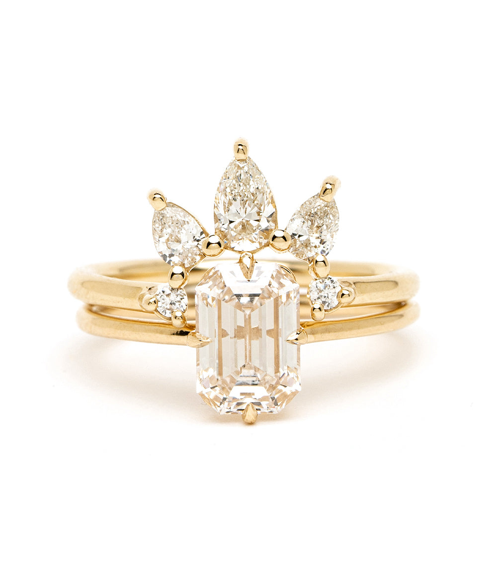 Sunrise Nesting Band by AL-R15 14K yellow gold unique engagement ring with 3 stone diamond sparkle
