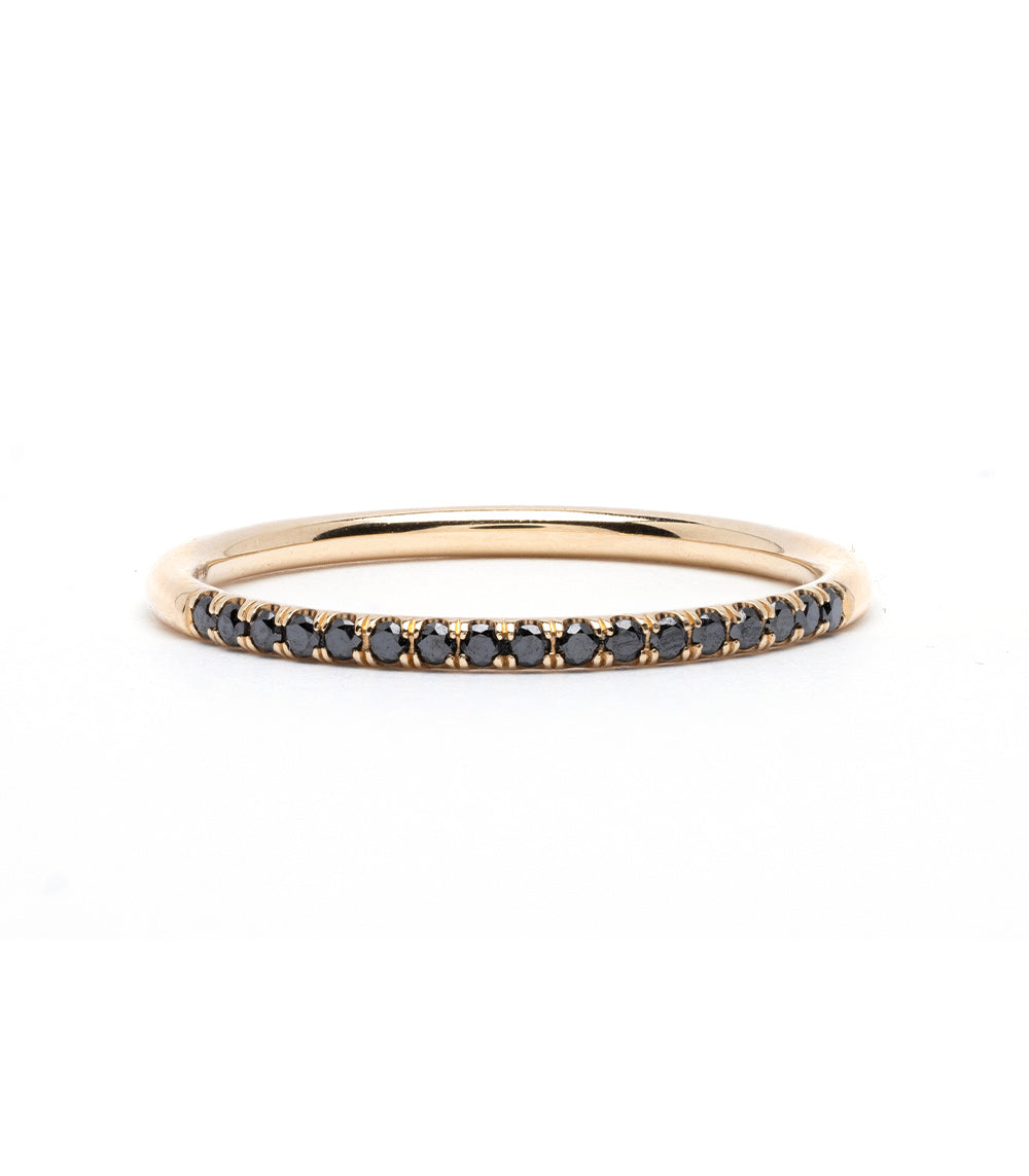 Classic Wire Band by A-R29-BD 14K yellow gold band with dark stone pave detail on ring