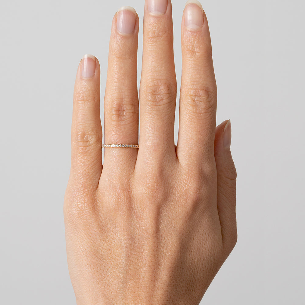 Square Edge Diamond Eternity Band EB-R11 diamond eternity band shiny square-edge design on hand