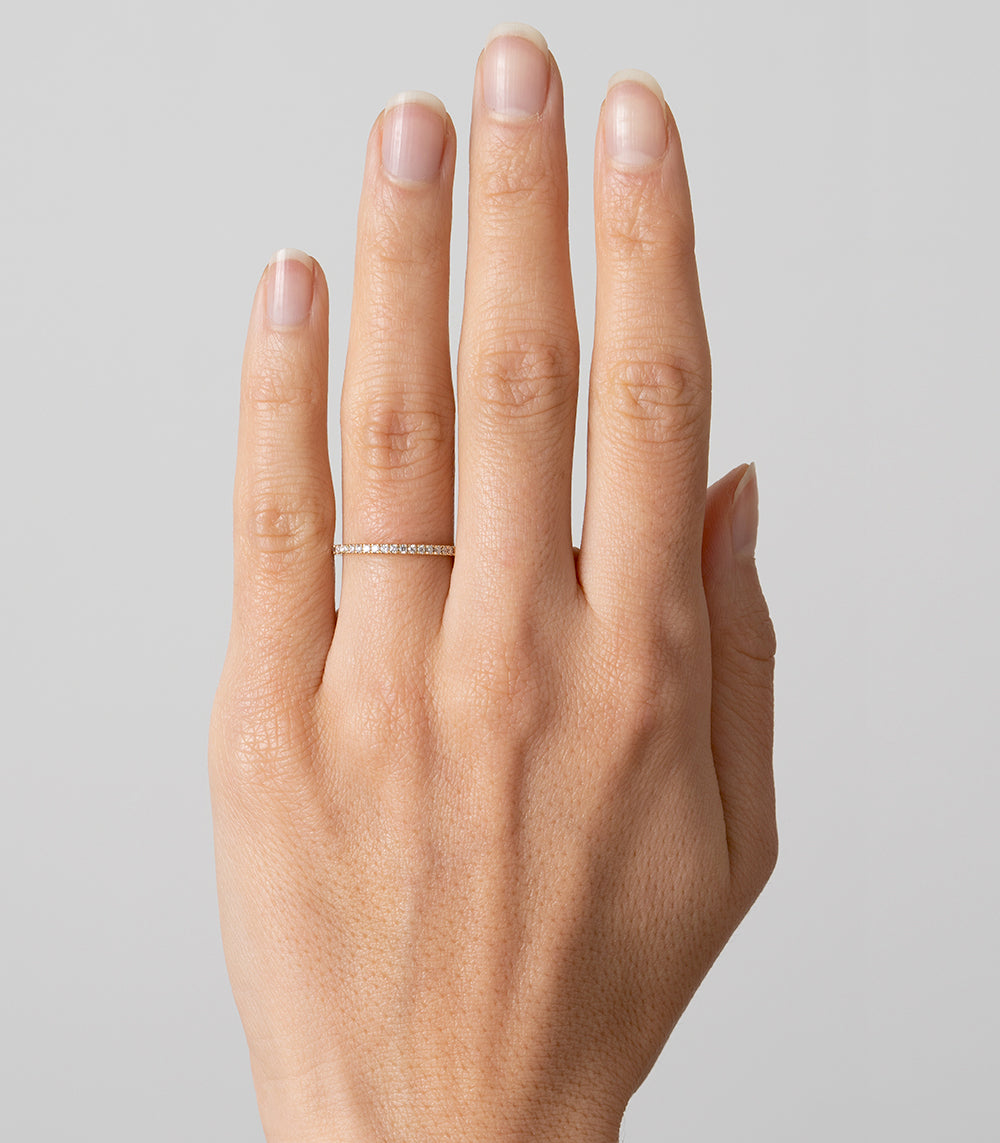 Square Edge Diamond Eternity Band EB-R11 diamond eternity band shiny square-edge design on hand