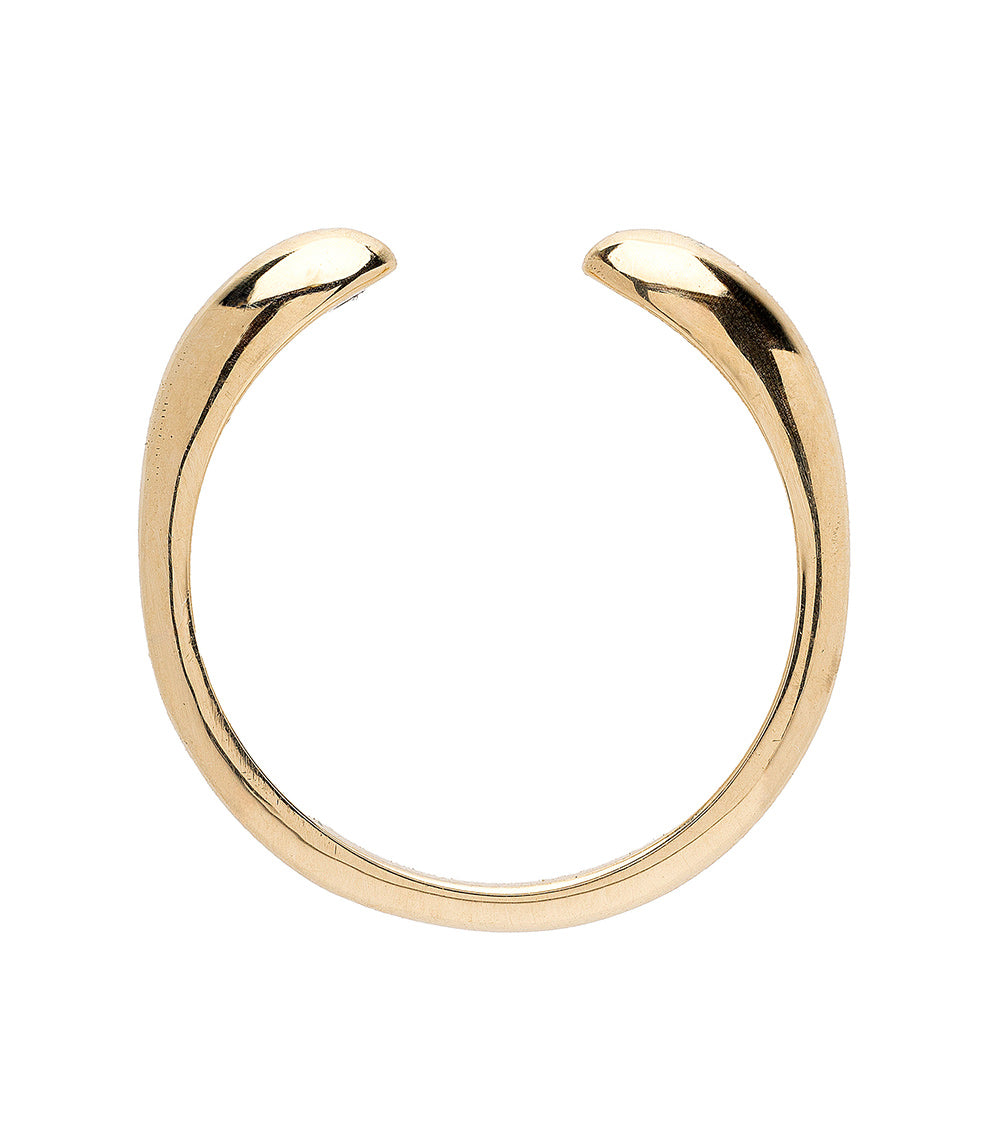 Double Comet Band by NB-R2 14K yellow gold band with twin comet groove, shiny finish on white.