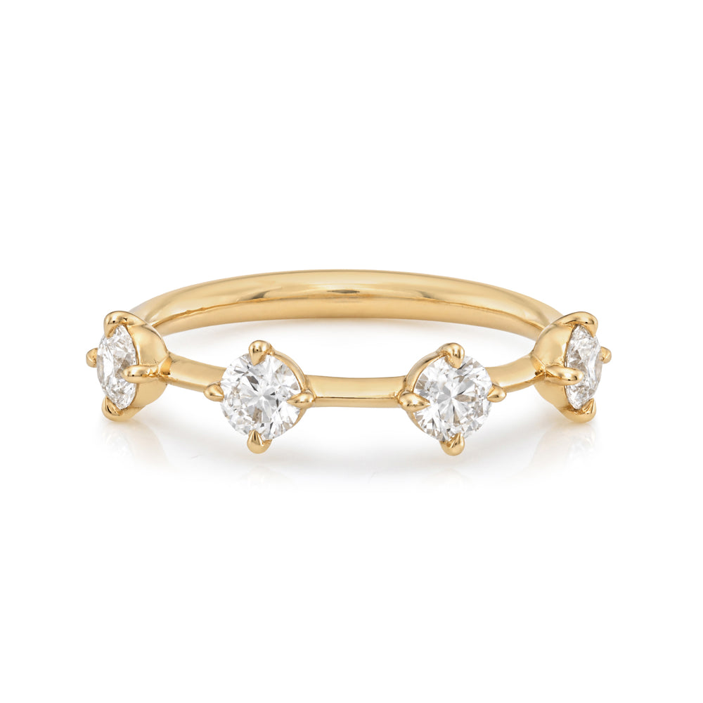 Four Stone Round Brilliant Natural Diamond Ring On Gold Band Size 6 Sb R2 Br Rd 4