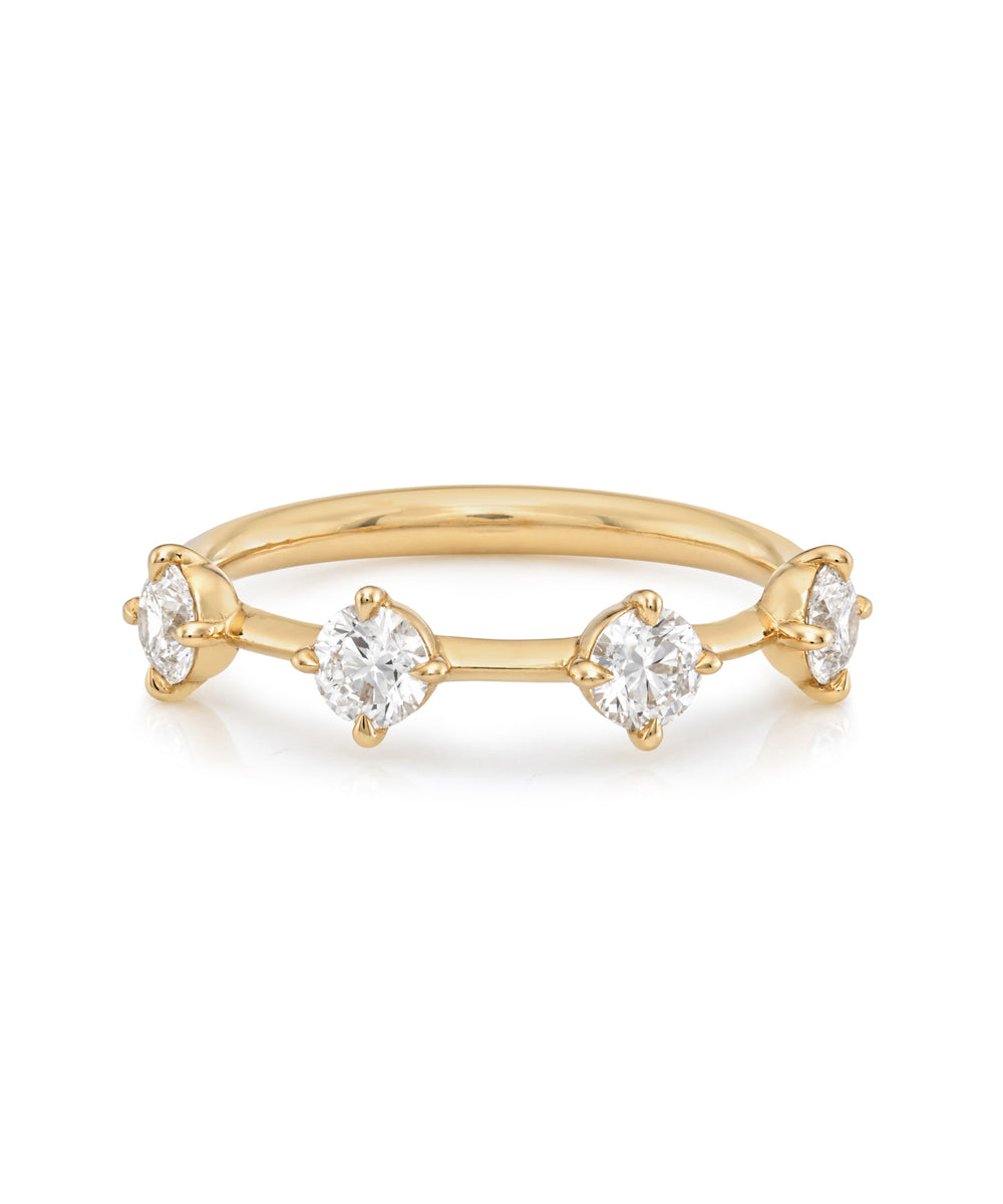 Four Stone Round Brilliant Natural Diamond Ring On Gold Band Size 6 Sb R2 Br Rd 4