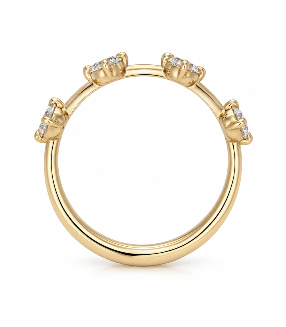 Four Stone Round Brilliant Natural Diamond Ring On Gold Band Size 6 Sb R2 Br Rd 4