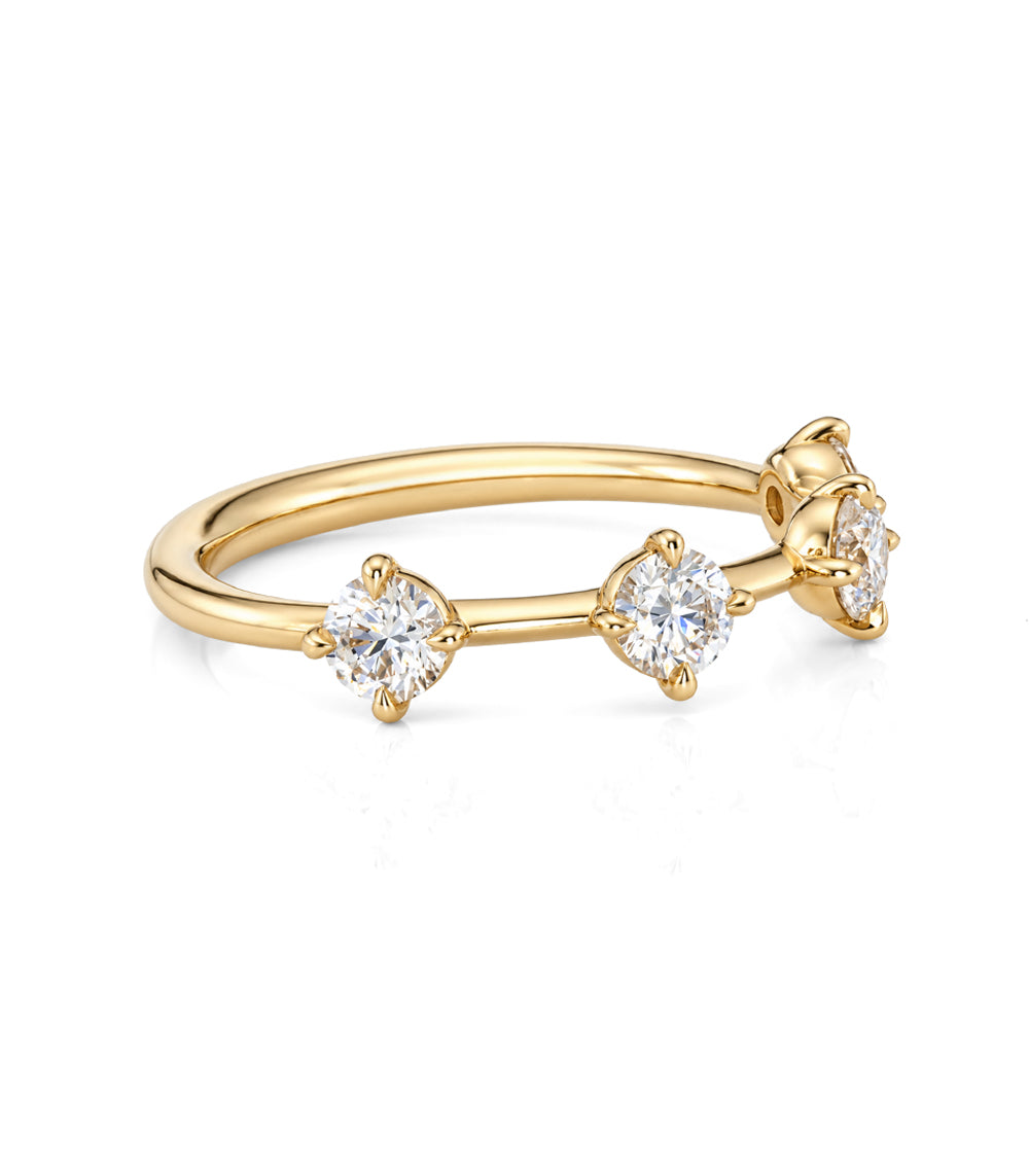 Four Stone Round Brilliant Natural Diamond Ring On Gold Band Size 6 Sb R2 Br Rd 4