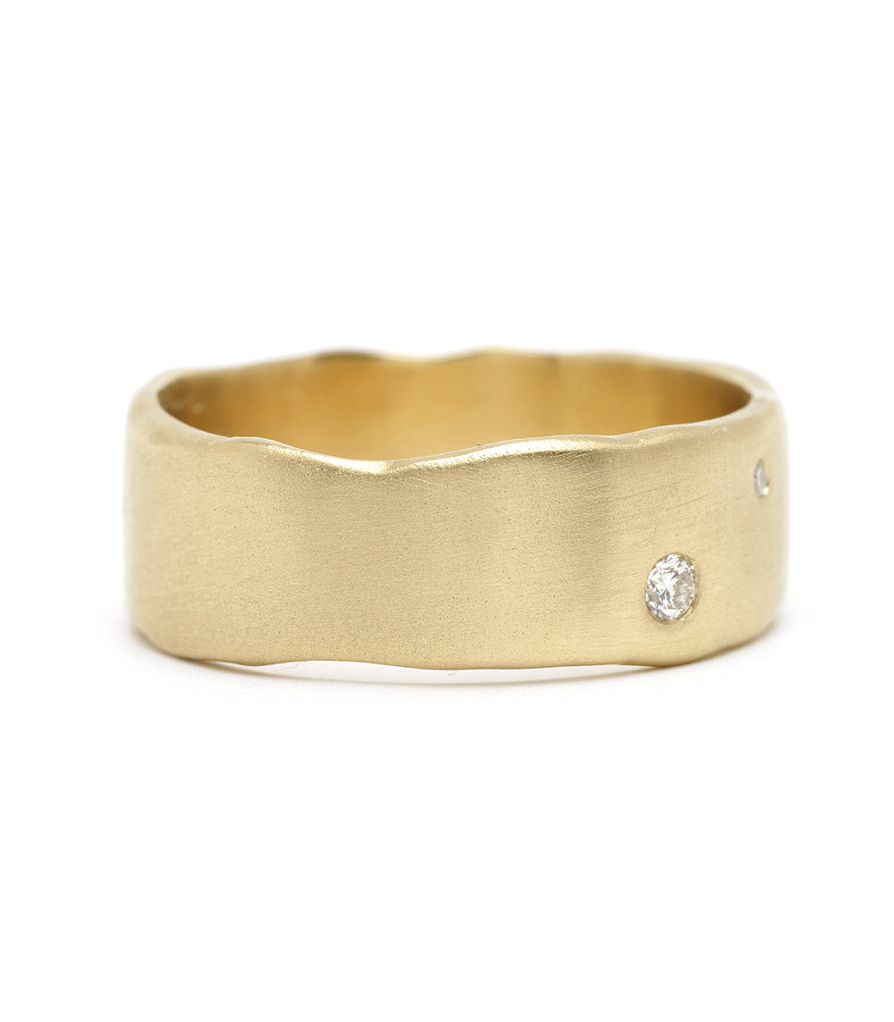 Between You and Me P-R3-TM ring gold band with shiny finish and single diamond stone