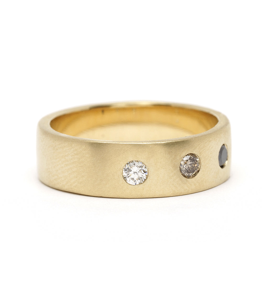 Dusk till Dawn II GN-R5 unique engagement ring gold 2 stone engagement ring with two round diamonds