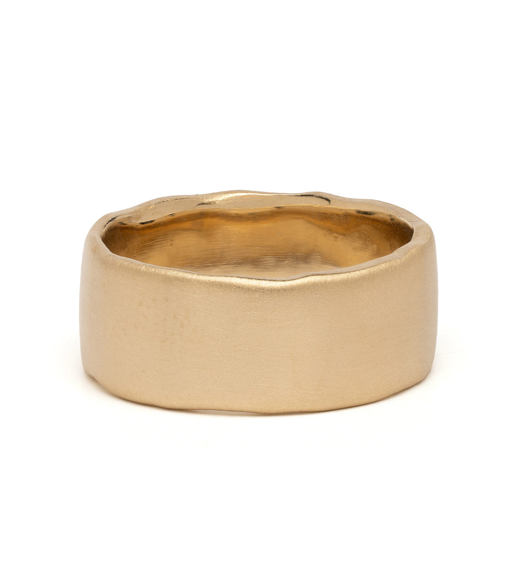 Torn Paper Band P-R15 gold ring, matte finish with shiny inner bezel for a sculpted fit