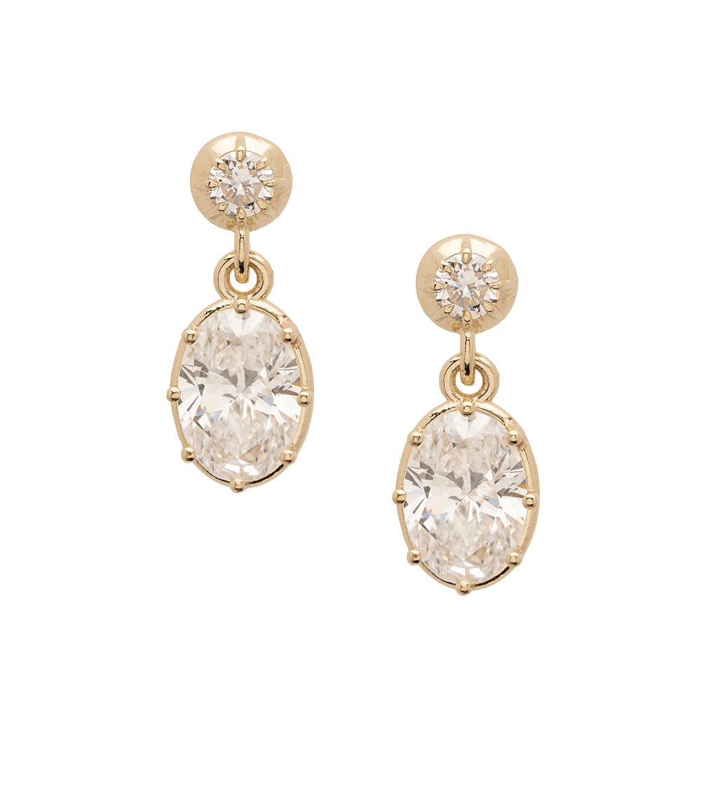 Mini Gigi Earrings by Sofia Kaman gold earrings with oval dangling stones and small round studs