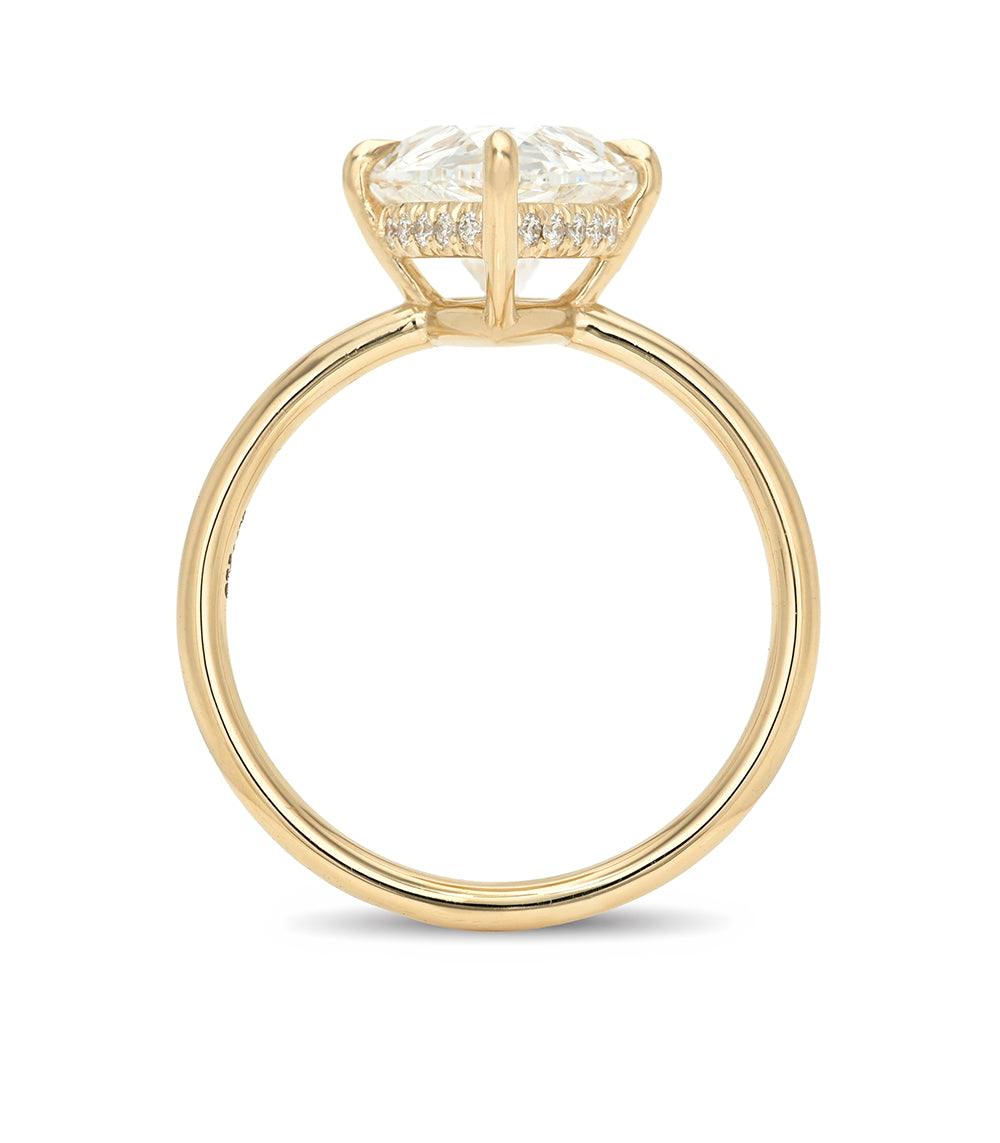 Annika by Sofia Kaman unique engagement ring in yellow gold with lab grown diamond, understated asymmetrical engagement ring