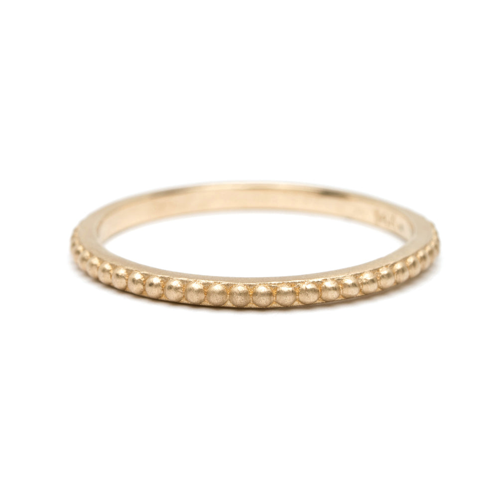 Beaded Band A-R11 band ring 14K yellow gold shiny finish with bead-texture detail all around