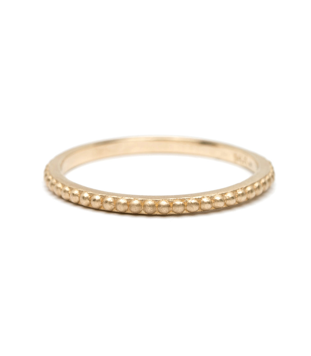 Beaded Band A-R11 band ring 14K yellow gold shiny finish with bead-texture detail all around