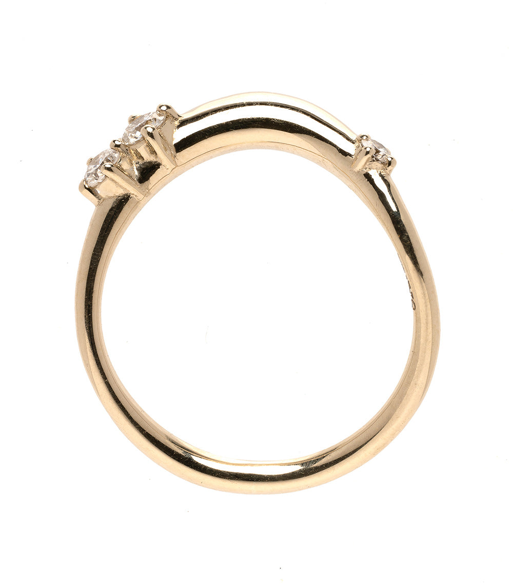 Small Melt Band by EGB-R1-3D-SM: 14K yellow gold shiny band with bright bezel-set stones on top.