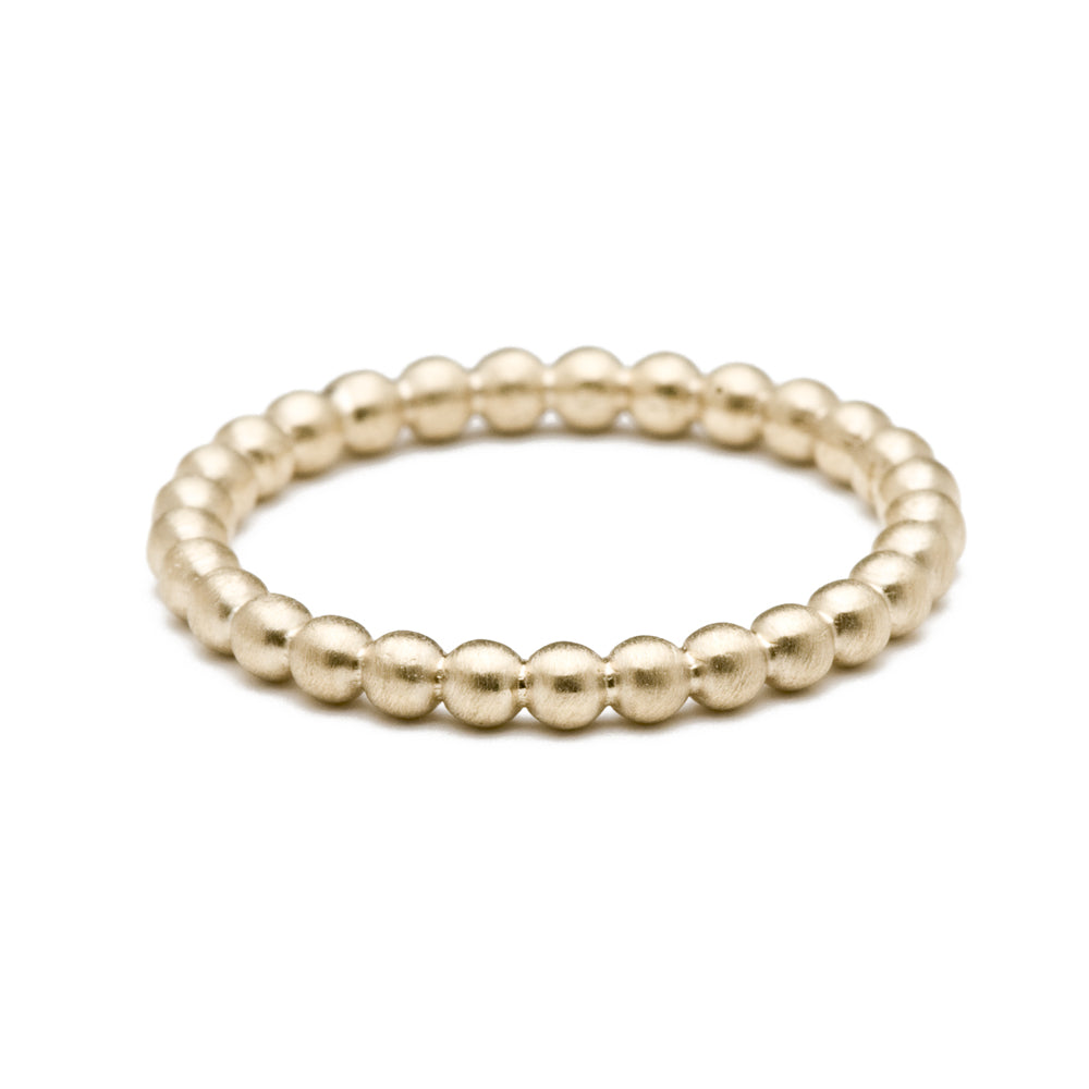 Bubble Band by R-R11 14K yellow gold beaded ring band with bubble texture and shiny finish.