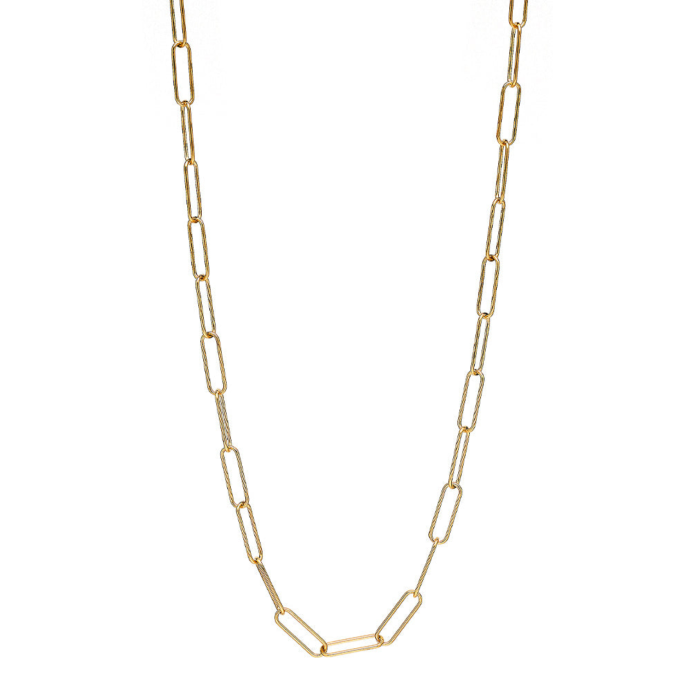 The Crush CN-C9 gold chain necklace with elongated oval links and minimal openwork design