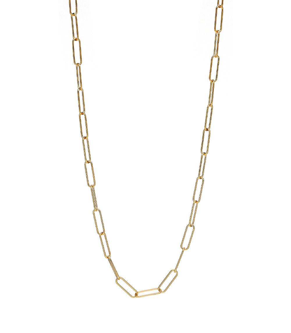 The Crush CN-C9 gold chain necklace with elongated oval links and minimal openwork design