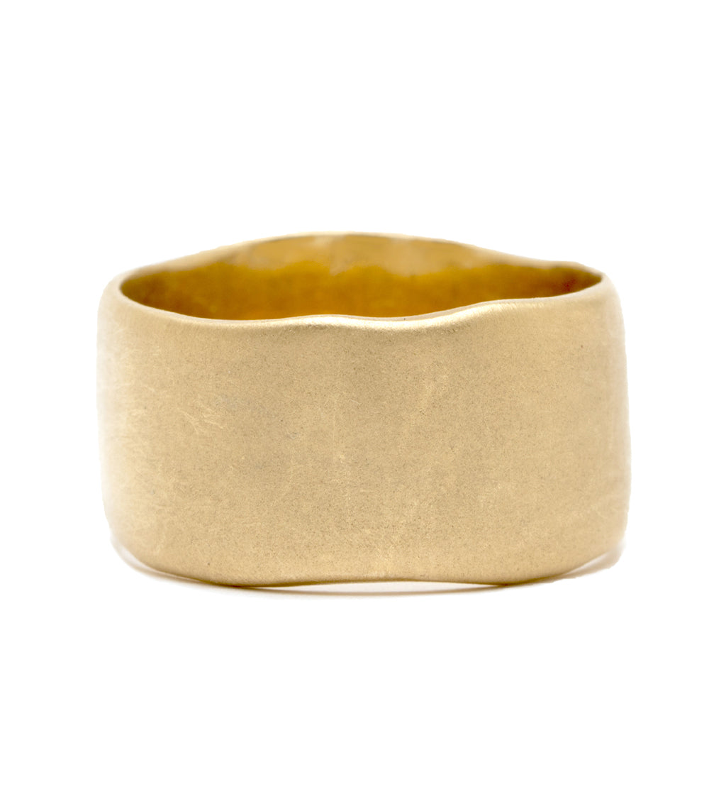 Torn Paper Band by P-R4 14K yellow gold ring in matte finish, bold torn-paper profile.