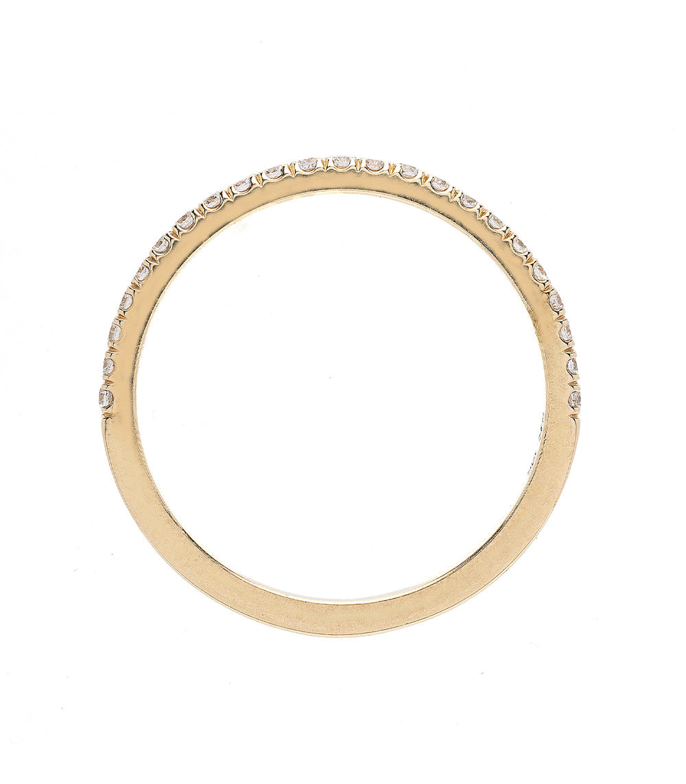 Square Edge Diamond Band EB-R11-half diamond band in shiny 14K yellow gold with square-set stones