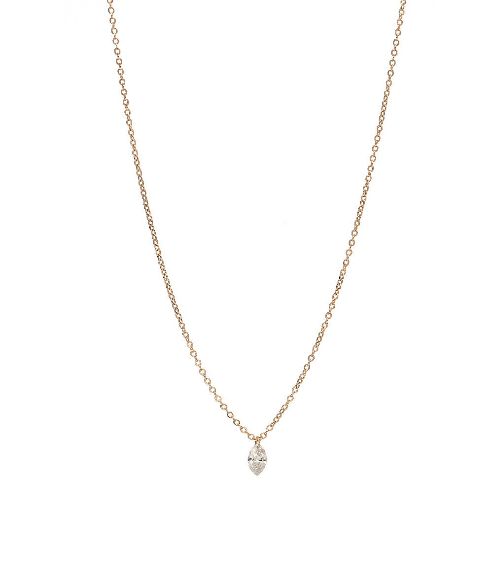 The Solo DD-N6 solo diamond pendant necklace in gold tone chain with one teardrop stone