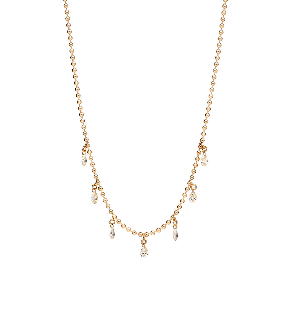 Effervescence Necklace SK-N6 gold chain with dangling teardrop charms and sparkling stones