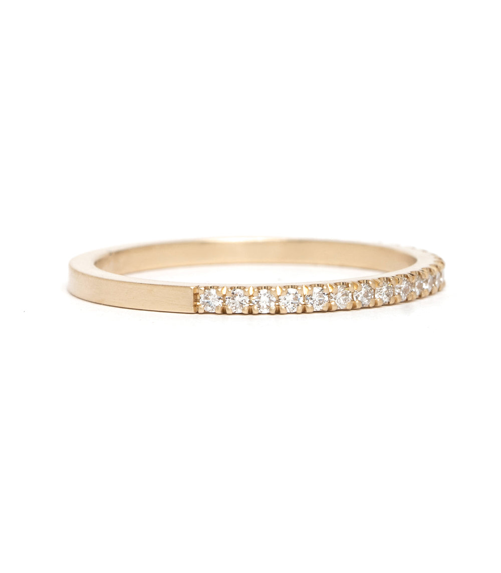 Square Edge Diamond Band EB-R11-half 14K yellow gold diamond band with shiny pavé stones