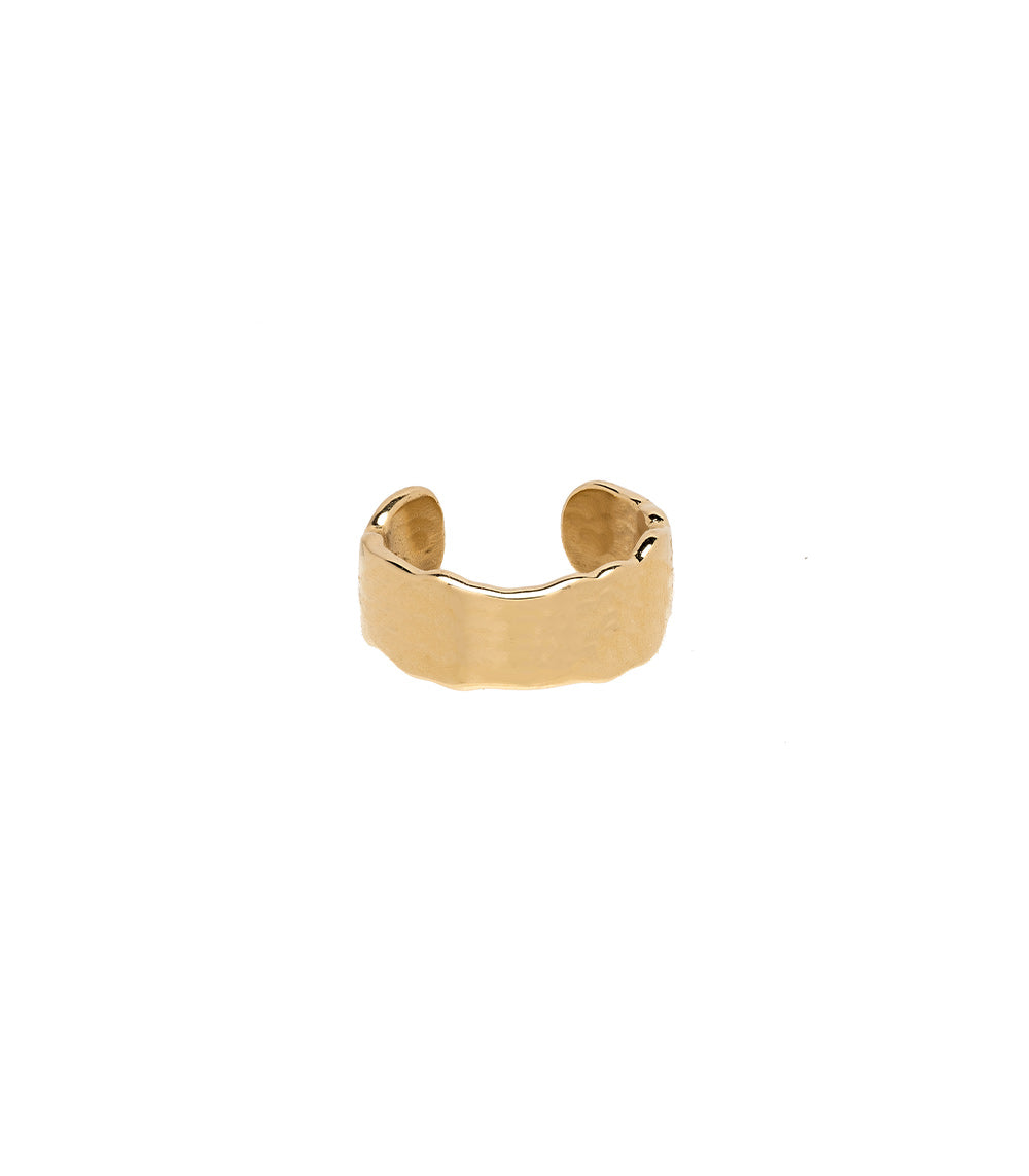 Mini Torn Paper Ear Cuff P-EC1 mini ear cuff in 14K yellow gold with shiny torn-paper texture.