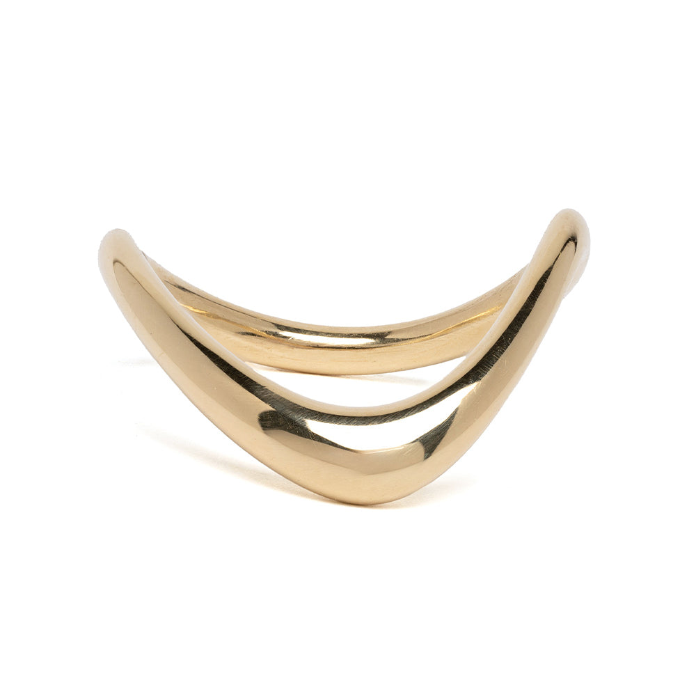 Large Melt Band EGB-R2 gold band ring in 14K yellow gold with shiny melt curve design