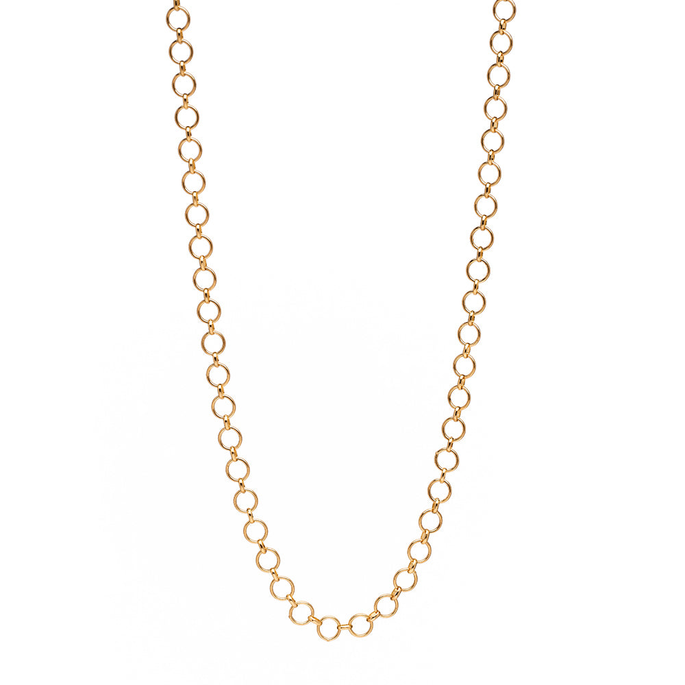 The Loop de Loop CN-C8 gold necklace with repeating oval link chain loops along the length