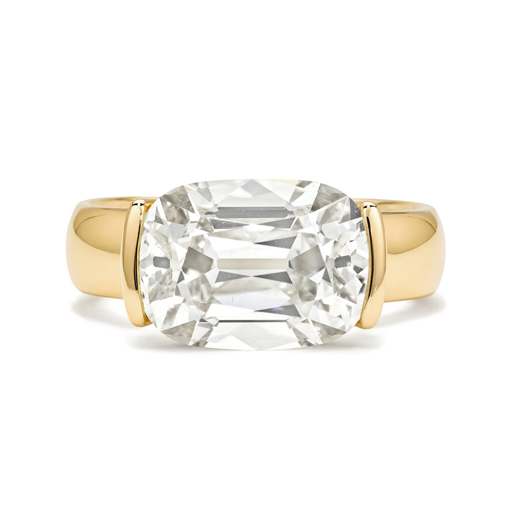 Bardot by Sofia Kaman diamond ring in understated gold with a large step-cut stone setting
