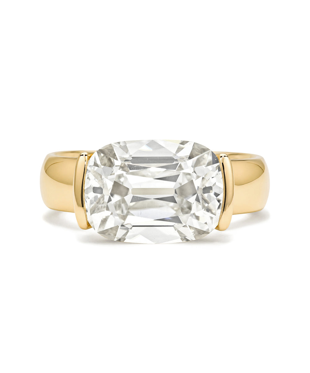 Bardot by Sofia Kaman diamond ring in understated gold with a large step-cut stone setting