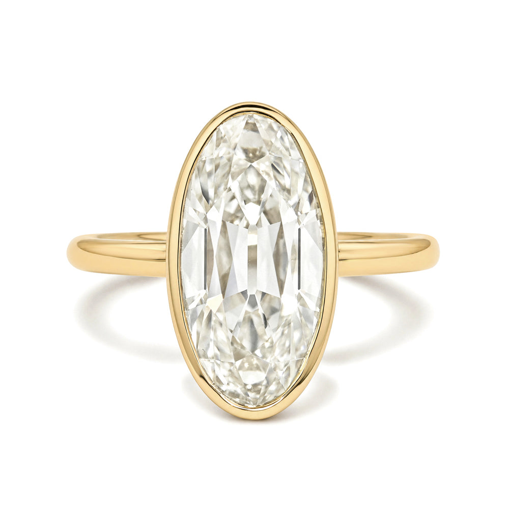 Billie Bezel Sofia Kaman oval bezel set engagement ring in yellow gold with clear center stone