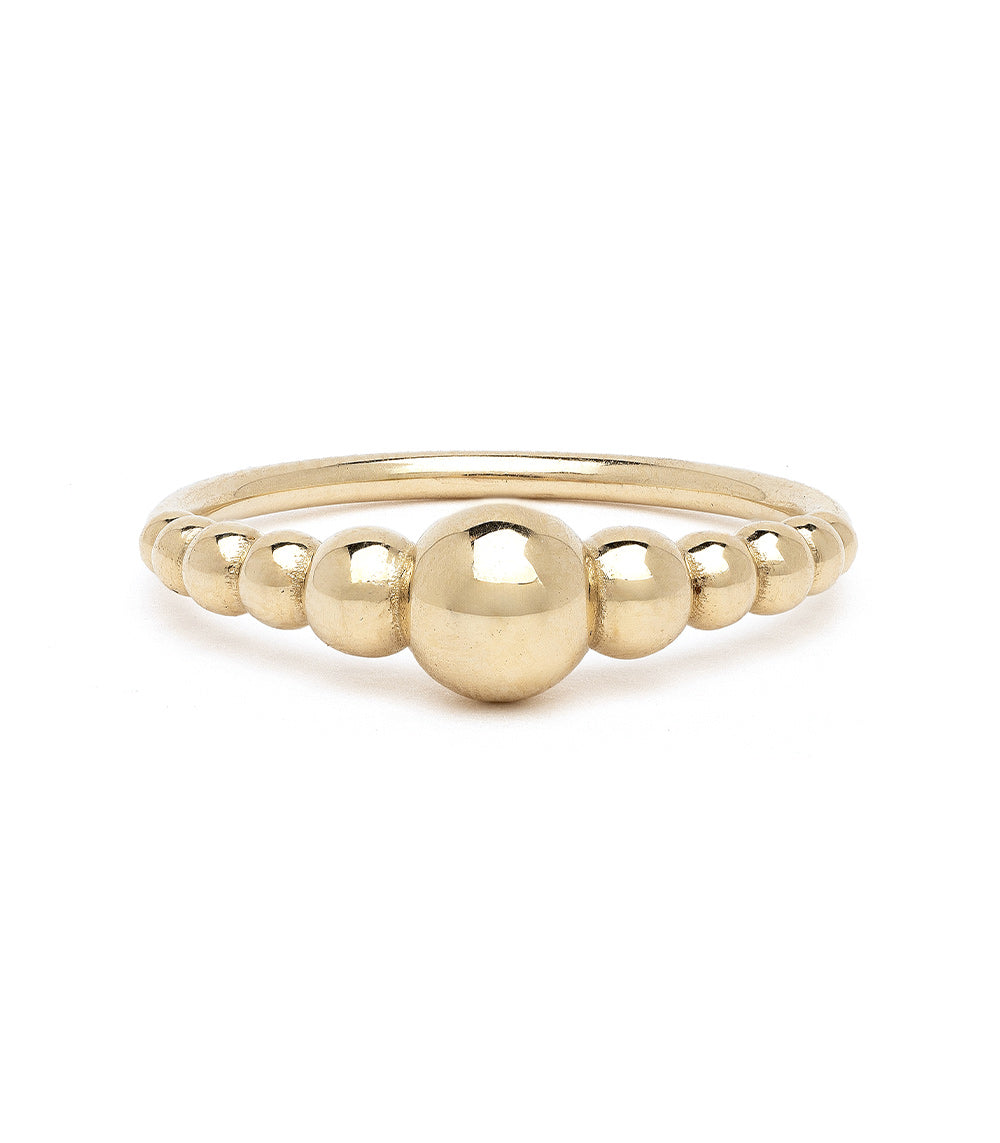 Bubbly Band by SB-R4 14K yellow gold shiny bead-textured ring band with rounded bubble centerpiece
