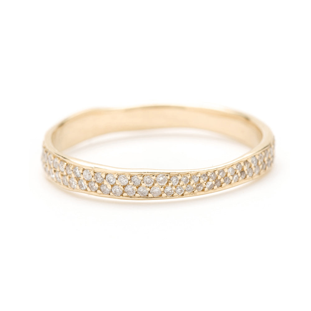 Torn Paper Diamond Eternity Band P-R1-All 14K yellow gold band with pavé round diamonds, shiny finish