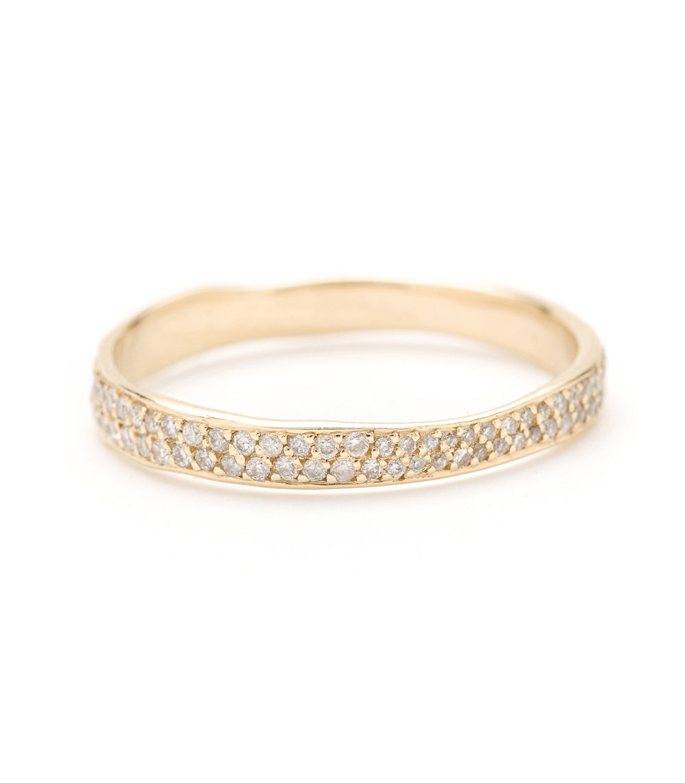 Torn Paper Diamond Eternity Band P-R1-All 14K yellow gold band with pavé round diamonds, shiny finish