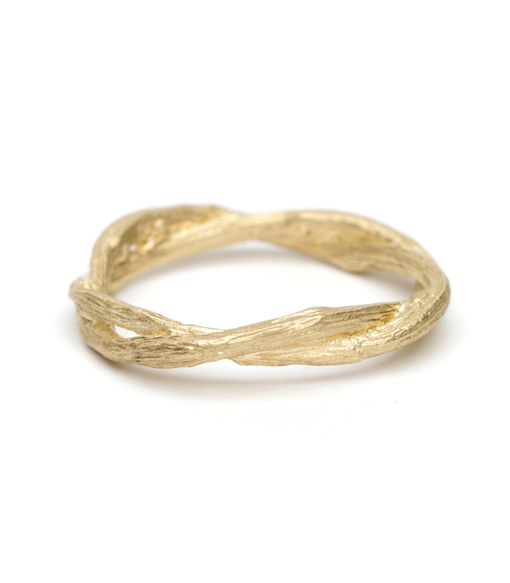 Twisted Branches ES-R31-LG twisted gold ring band with shiny finish and textured twist