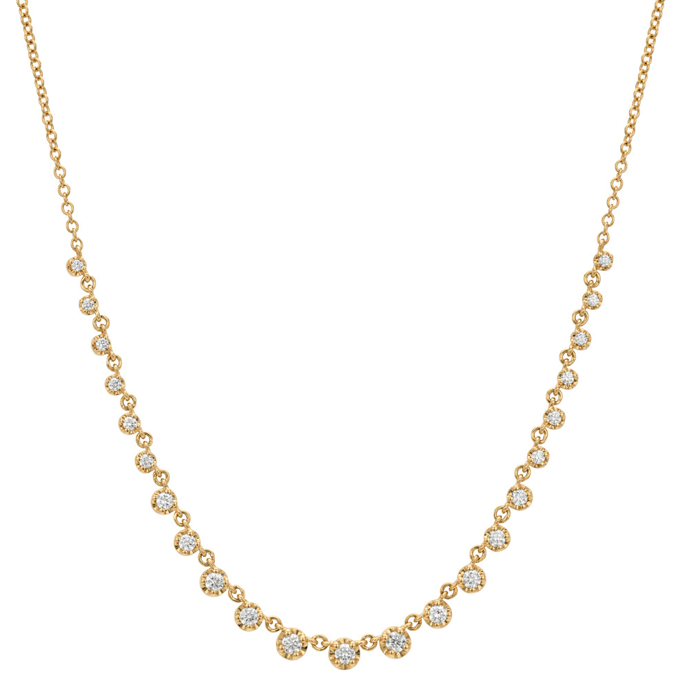 Half Diamond Wedding Tennis Necklace With Prong Set Collet Setting Diamonds Brentwood Cc Dn17