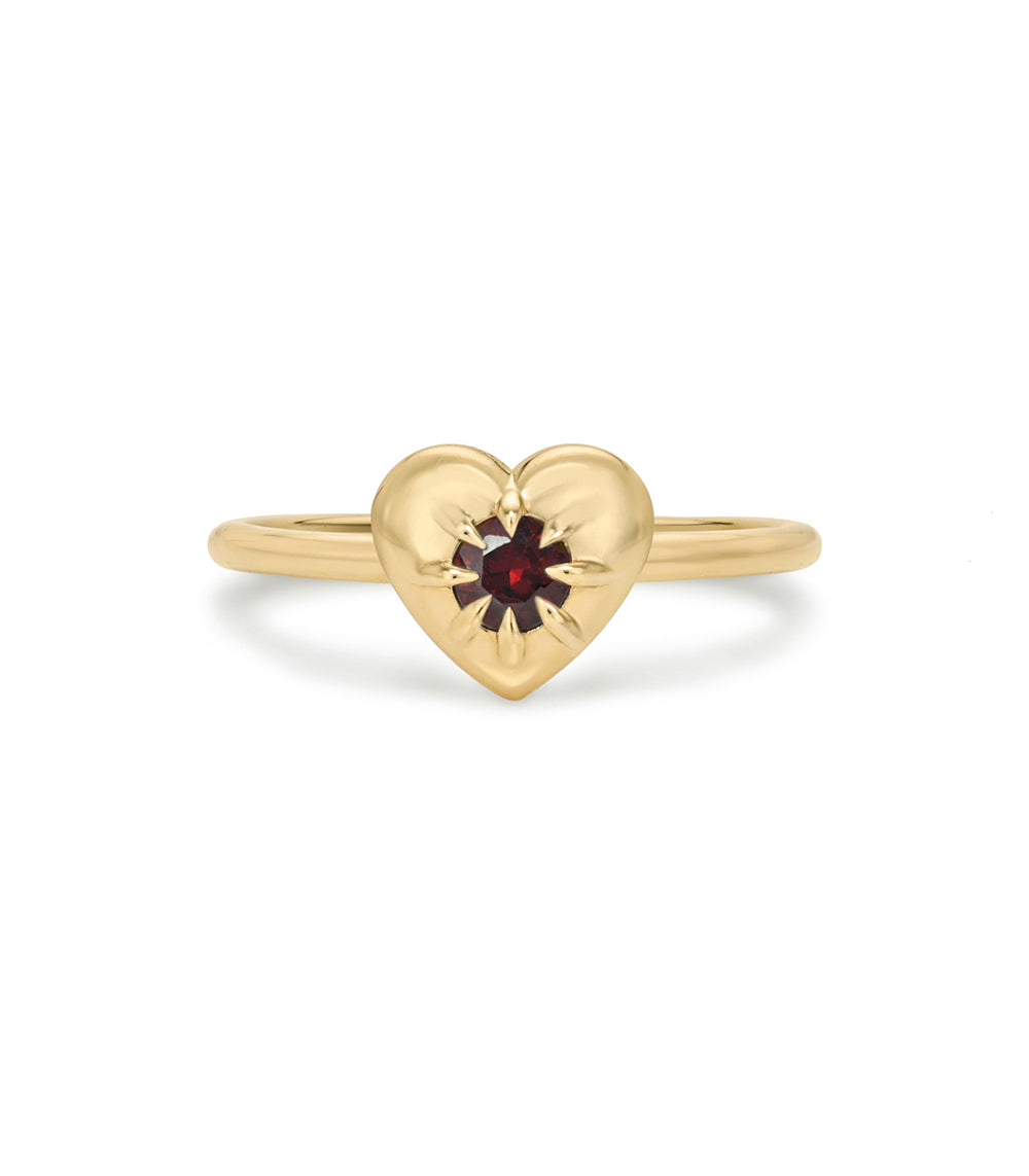 Heart Birthstone Ruby Stacking Pinky Ring With Gold Band Id R2 Front