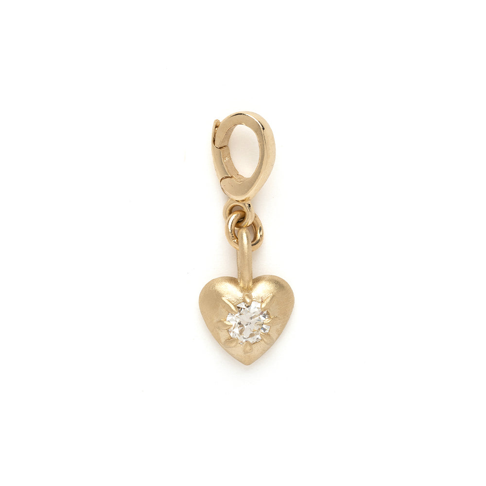 Cora Mini Charm KM-P10 gold heart charm with shiny finish and small round diamond detail