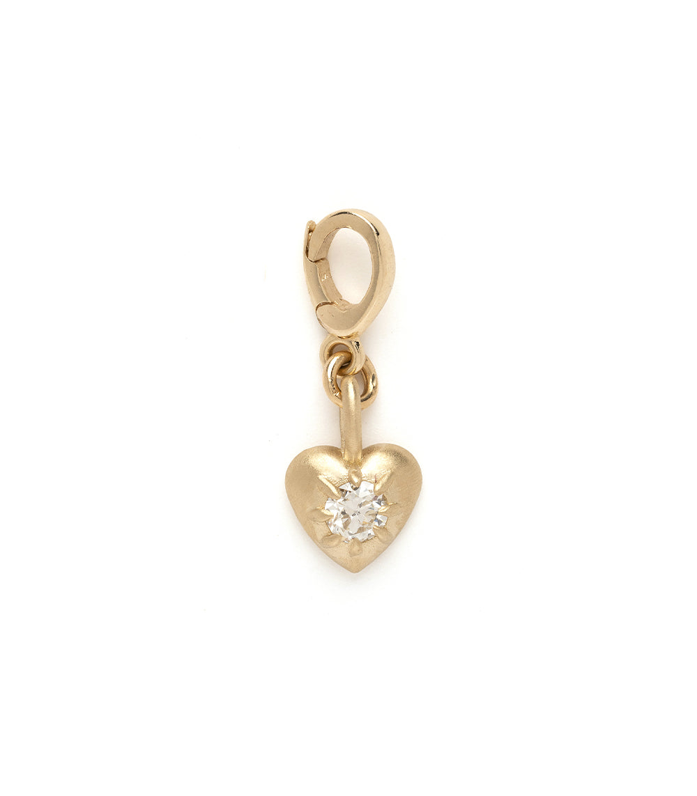 Cora Mini Charm KM-P10 gold heart charm with shiny finish and small round diamond detail
