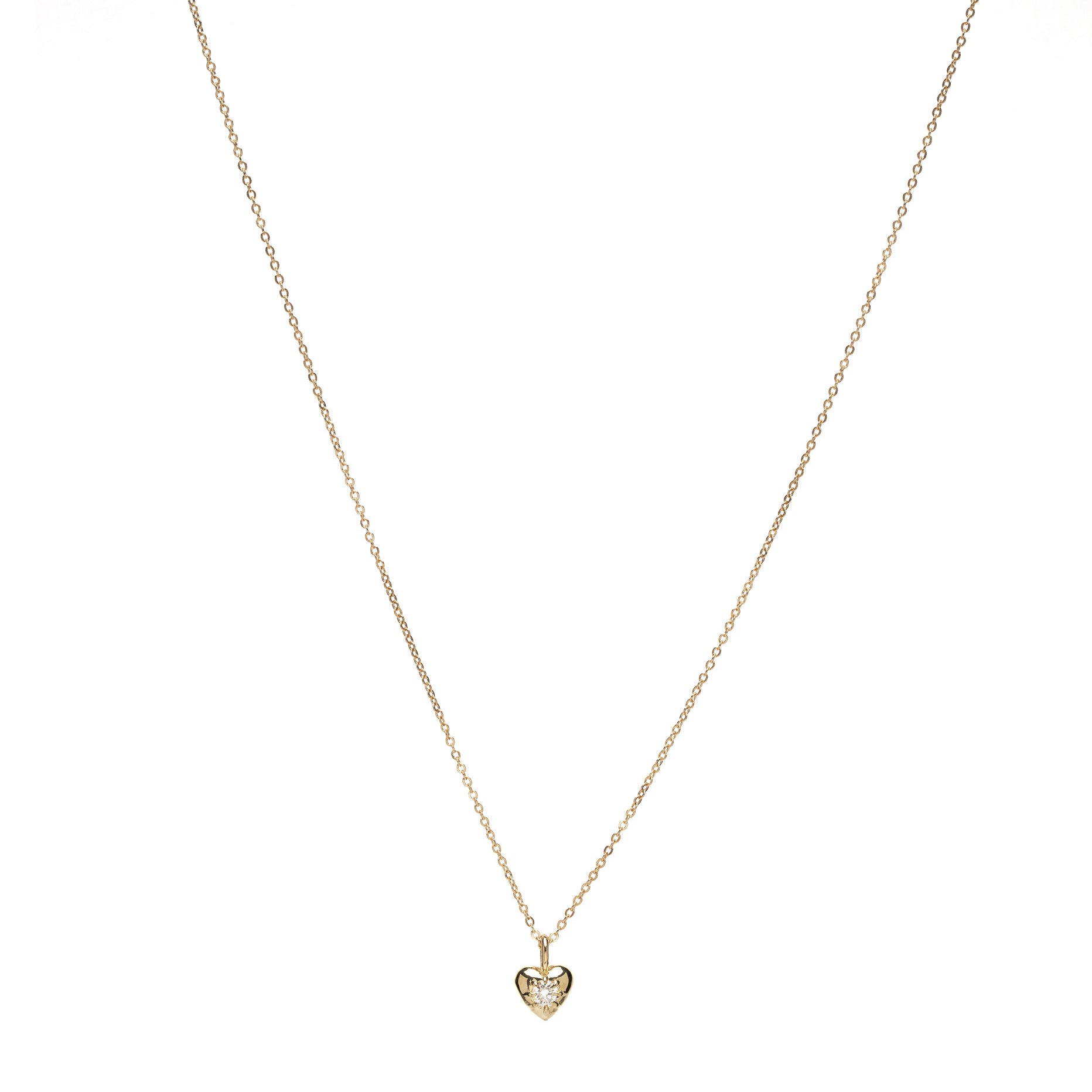 ID NECKLACE NO.3 by ID-N3 gold necklace with delicate heart pendant and small sparkle stones