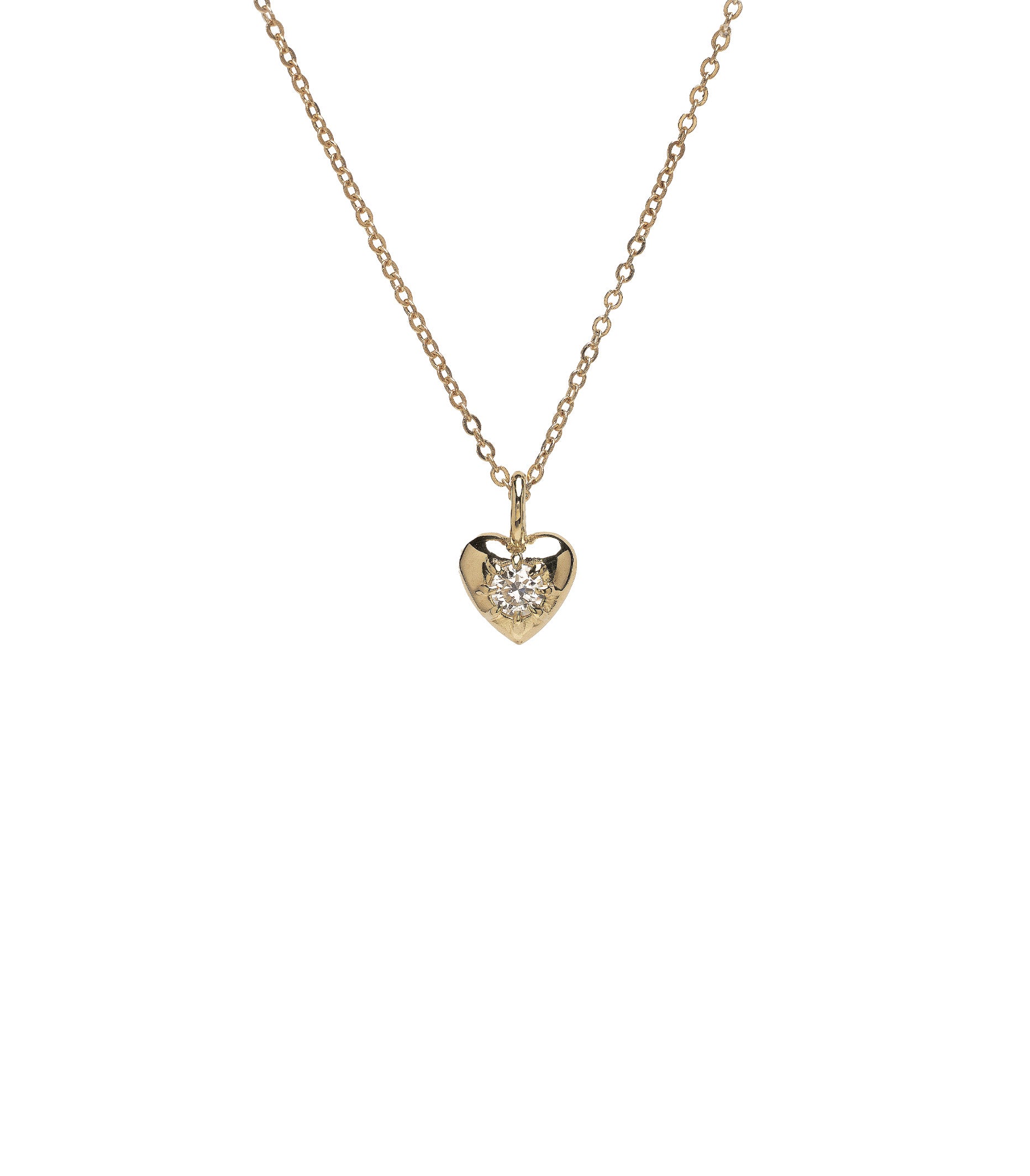 ID NECKLACE NO.3 by ID-N3 gold heart pendant necklace with small round diamond center
