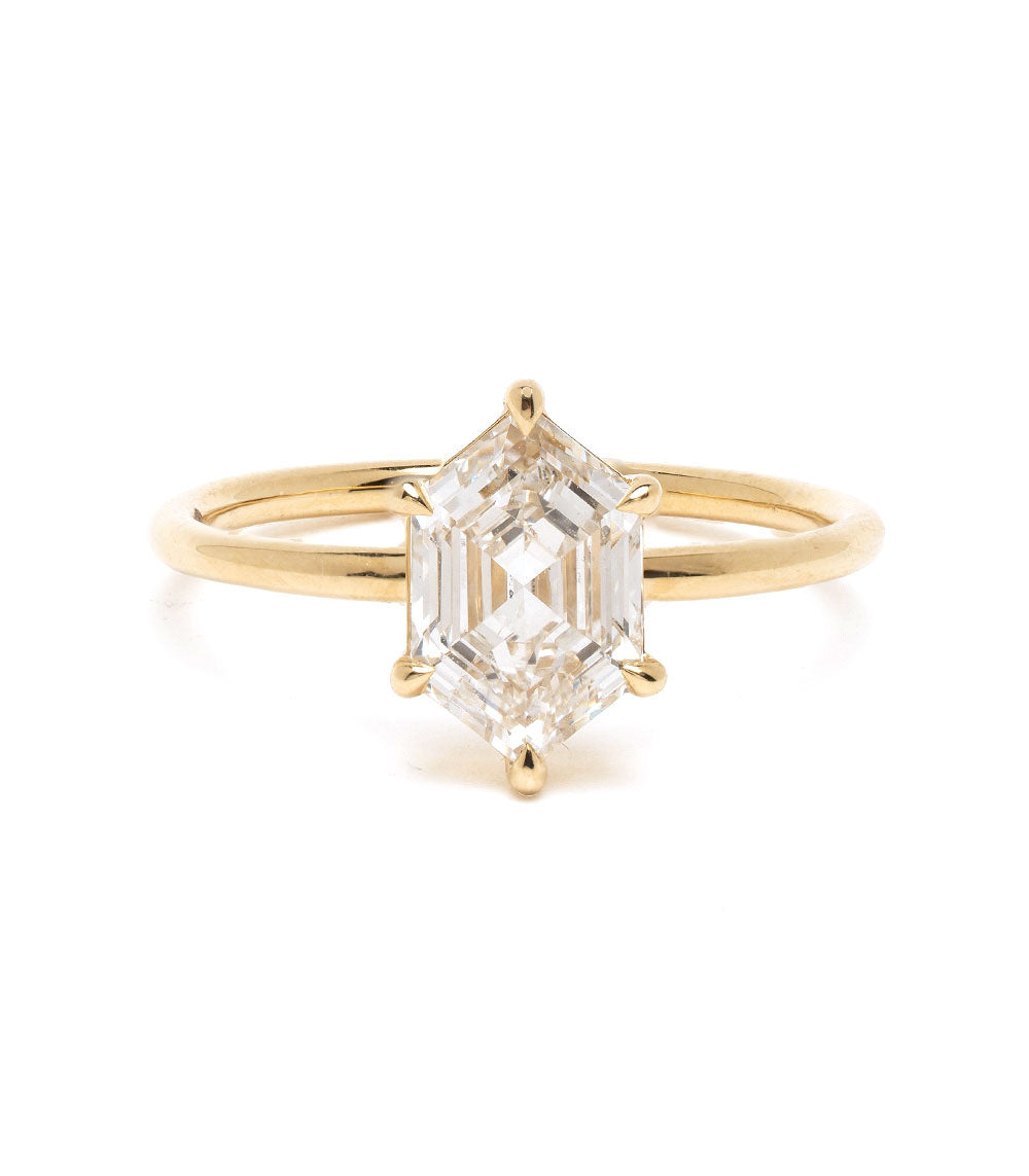 Kate by SK-R31-LGD-NS-SC-HEX-1.52 gold diamond ring with emerald-cut solitaire center and four-prong setting