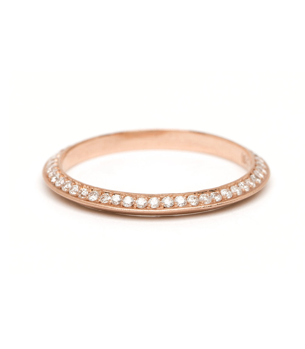 Knife Edge by A-R25-D rose gold band ring with shiny pavé diamonds across a slender knife-edge profile